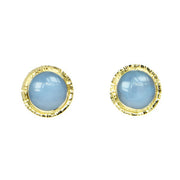 Michael Baksa Blue Chalcedony 14K Yellow Gold Earrings