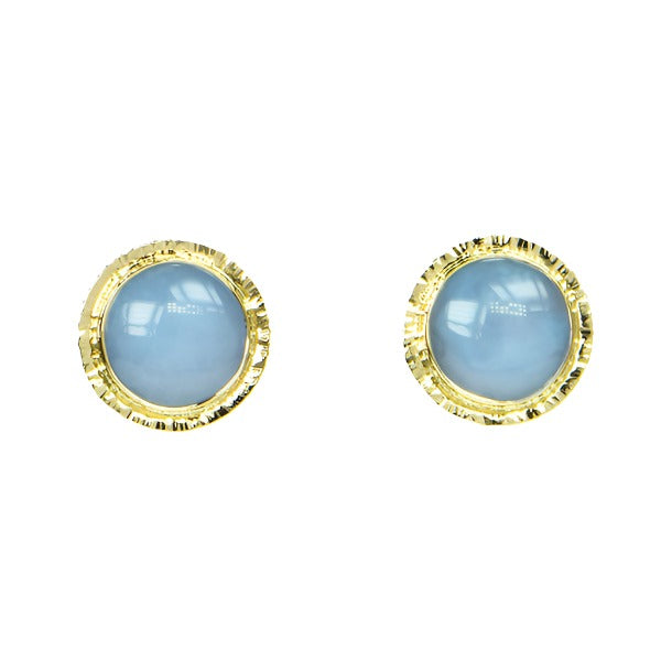 Michael Baksa Blue Chalcedony 14K Yellow Gold Earrings