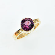 Michael Baksa Ceylon Lavender Spinel 14K Gold Hammered Ring
