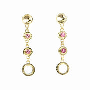 Michael Baksa Pink Tourmaline and Moonstone 14K Gold Drop Earrings