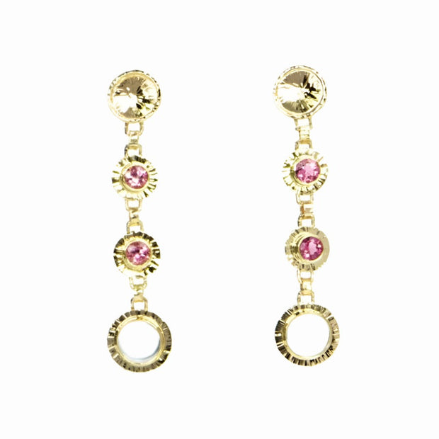 Michael Baksa Pink Tourmaline and Moonstone 14K Gold Drop Earrings