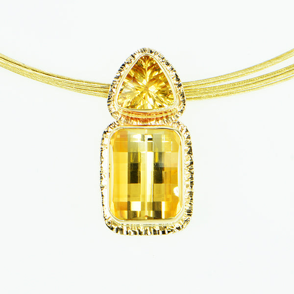 Michael Baksa Pixel Cut Straw Citrine14K Gold Pendant