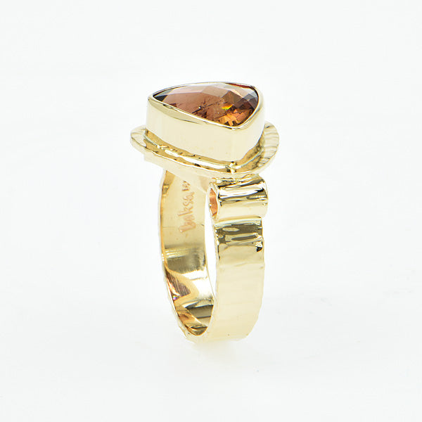 Michael Baksa Bi-Color Rubellite Tourmaline 14K Yellow Gold Ring