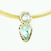 Michael Baksa Seafoam Aquamarine and Moonstone 14K Gold Pendant