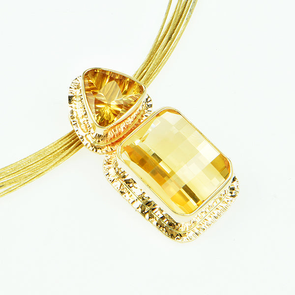 Michael Baksa Pixel Cut Straw Citrine14K Gold Pendant