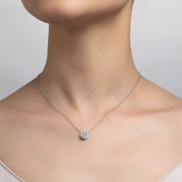 Lafonn Lassaire Diamond Round Halo Pendant Necklace