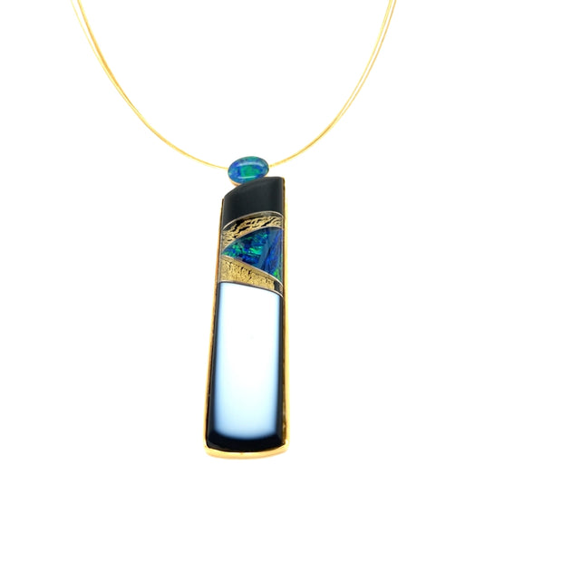 Steve Walters Contemporary 14K Mix Gem Opal Pendant