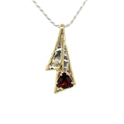 Sterling Silver and 14k Garnet and Diamond Ribbon Pendant