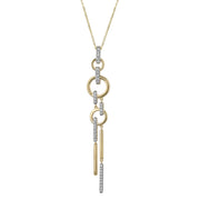 14K Yellow Gold and Diamond Geometric Drop Necklace