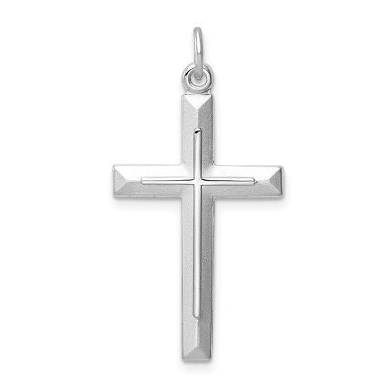 Sterling Silver Platinum Plated Cross Pendant