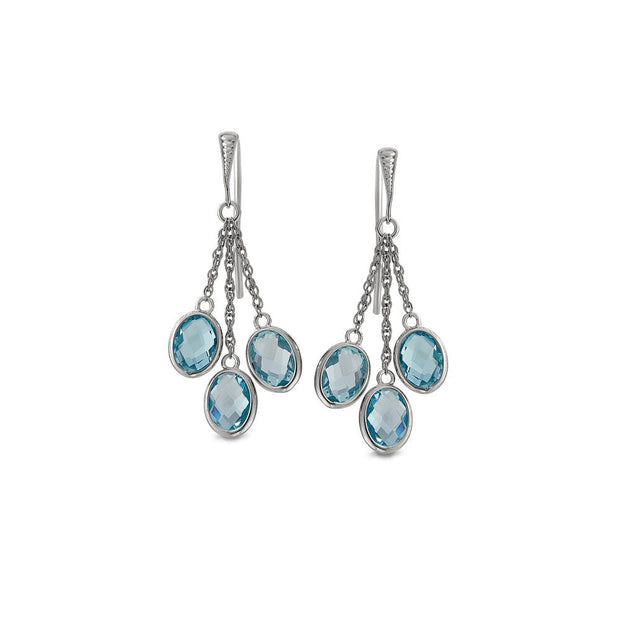 Peter Storm Blue Topaz with Silver Chain Drop Earrings