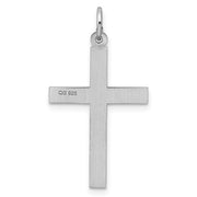 Sterling Silver Rhodium Plated Laser Designed Cross Pendant