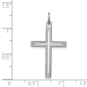 Sterling Silver Rhodium Plated Laser Designed Cross Pendant