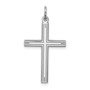 Sterling Silver Rhodium Plated Laser Designed Cross Pendant