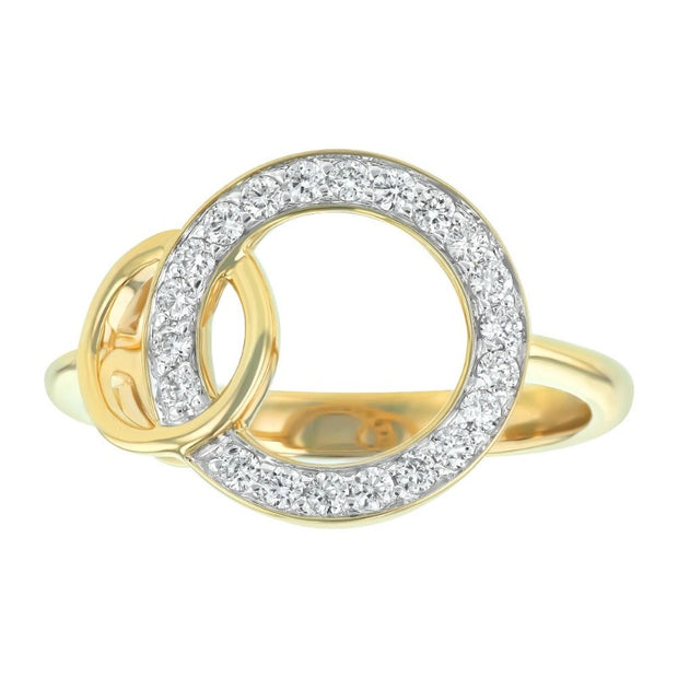 Double Circle Diamond Ring - 14k Yellow Gold