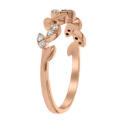 14k Rose Gold Diamond Delicate Leaf Ring