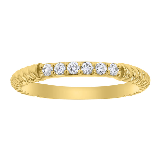 14k Diamond Band With Rope Detail