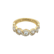 18K Yellow Gold and Diamond 5-Stone Band with Halo