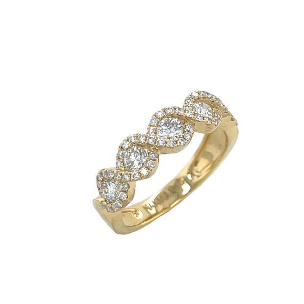 18K Yellow Gold 5-Stone Diamond Band Ring