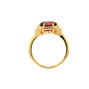 14K Yellow Gold Rubellite and Diamond Ring