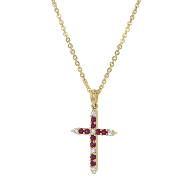 Ruby and Diamond Cross Pendant