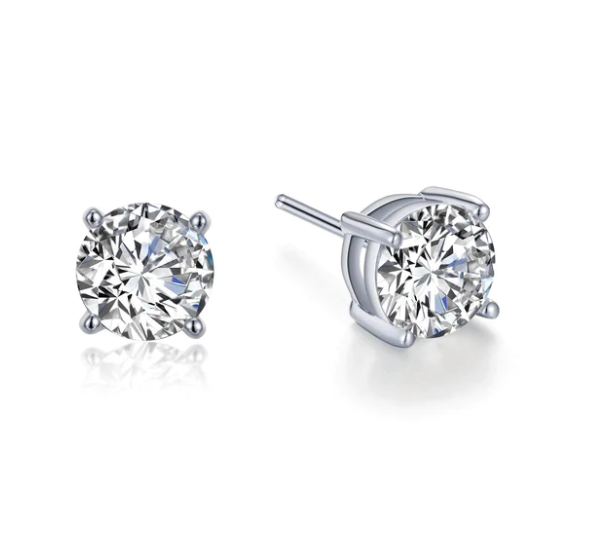 Lafonn 4-prong Solitaire Stud Earrings in Platinum Bonded Sterling Silver