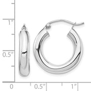 14K White Gold 4MM Tube Hoop Earrings