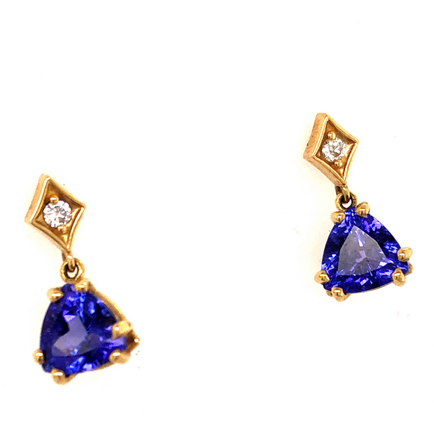 Tanzanite Trillion Cut Drop Earrings