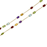 14K Emerald Cut Mixed Gem Necklace