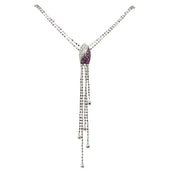 18KW Lariat Style Natural Diamond and Pink Sapphire Necklace