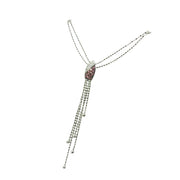 18KW Lariat Style Natural Diamond and Pink Sapphire Necklace