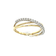 14K Y/W Diamond Criss-Cross Ring