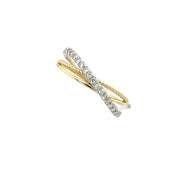 14K Y/W Diamond Criss-Cross Ring