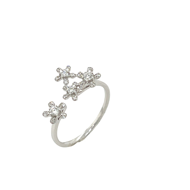 14K White Gold Ring with Round Brilliant Cut Diamonds