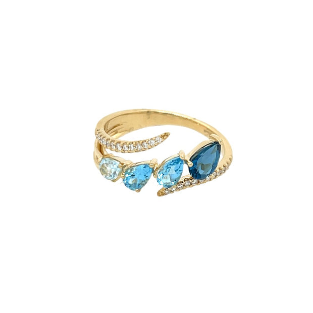 14KY Blue Topaz Multi-stone Ring