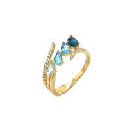 14KY Blue Topaz Multi-stone Ring