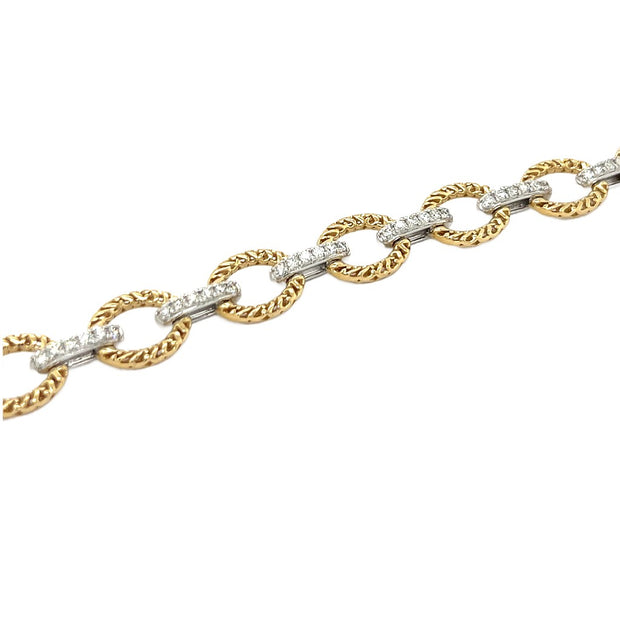 14K W/Y Gold and Natural Diamond Bracelet