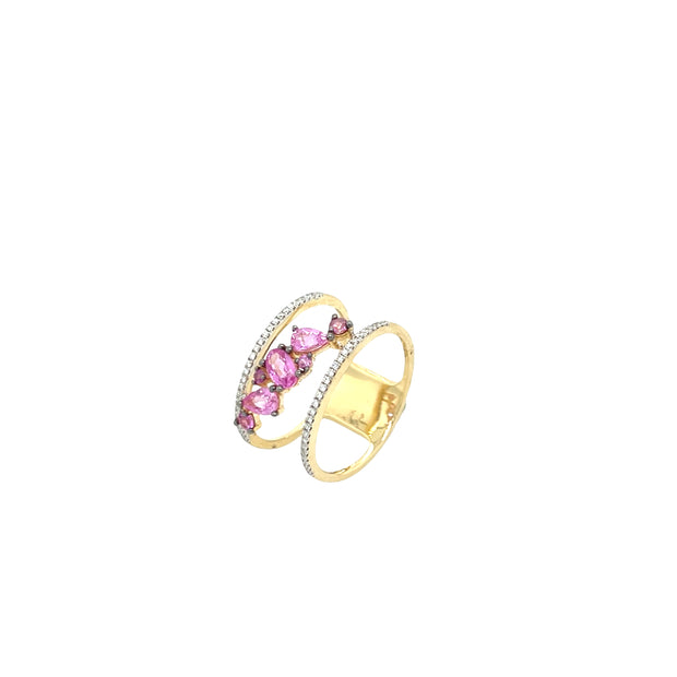 14KY Pink Sapphire and Diamond Ring
