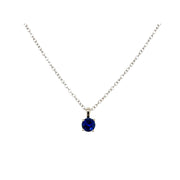 14K White Gold and Lab Grown Blue Sapphire Necklace