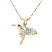 14K Ruby and Diamond Hummingbird Necklace