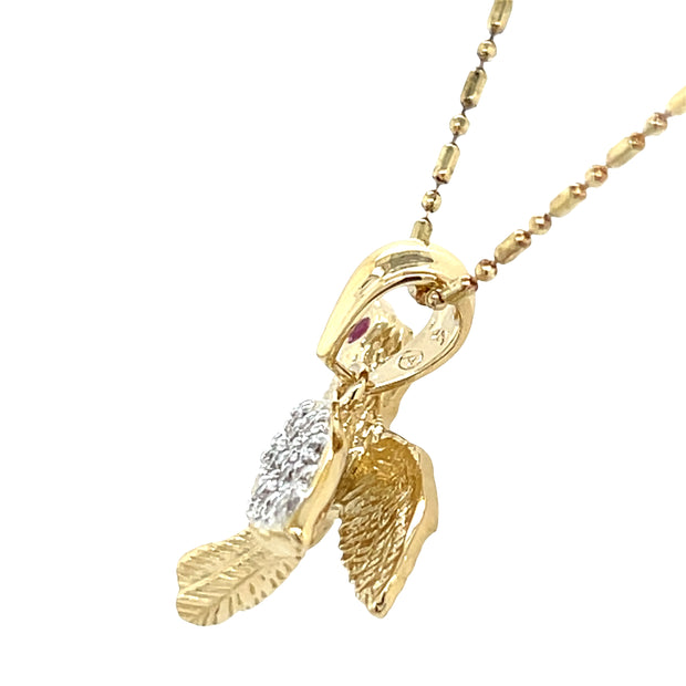 14K Ruby and Diamond Hummingbird Necklace