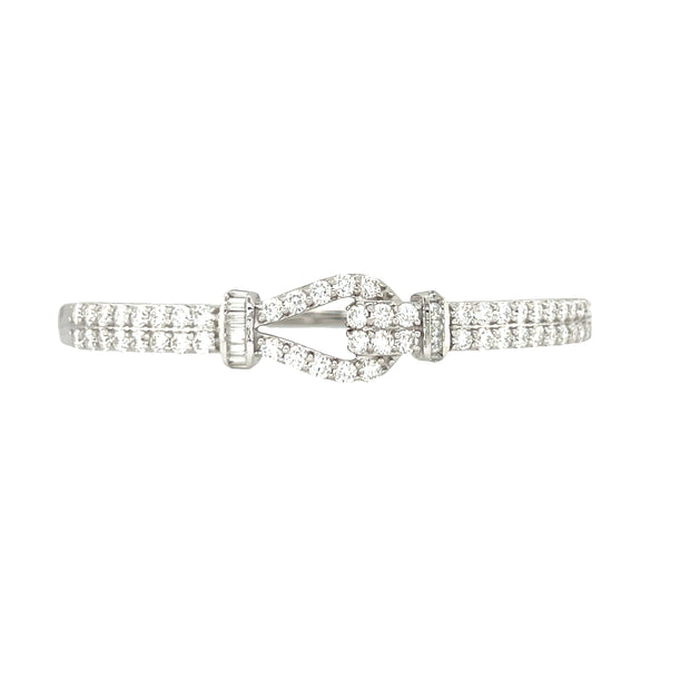 Large Moissanite Bracelet in Rhodium Plated Sterling Silver