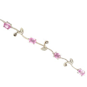 Pink Sapphire and Diamond Bracelet in 14K White Gold