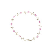 Pink Sapphire and Diamond Bracelet in 14K White Gold