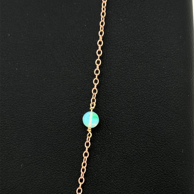 Sterling Silver and Rose Gold Opal Station Necklace