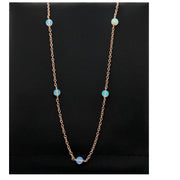 Sterling Silver and Rose Gold Opal Station Necklace