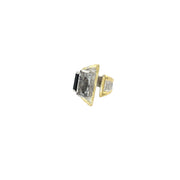 14K Gold Fusion Ring with Rutilated Quartz and Onyx