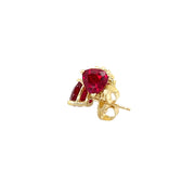 Lab Grown Ruby Studs in 14K Yellow Gold