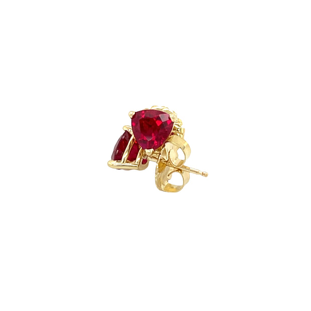 Lab Grown Ruby Studs in 14K Yellow Gold