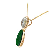 Baksa 14K Drusy Uvarovite and White Topaz Pendant